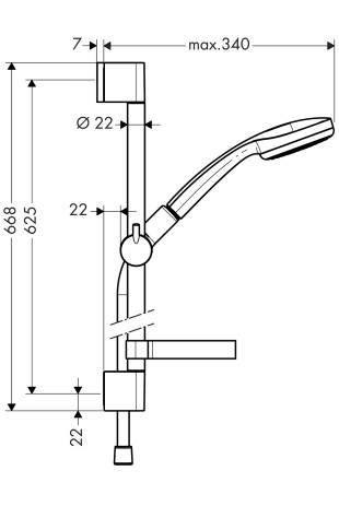 Hansgrohe Brausenset Croma 100 1jet/Unica'C 650mm chrom mit Cassetta Seifenschale