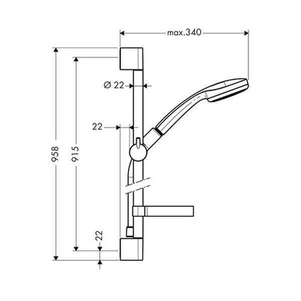 Hansgrohe Brausenset Croma 100 1jet/Unica'C 900mm chrom mit Cassetta Seifenschale