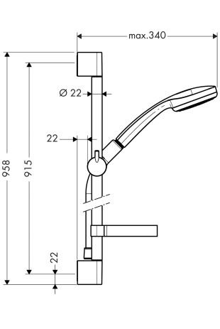 Hansgrohe Brausenset Croma 100 1jet/Unica'C 900mm chrom mit Cassetta Seifenschale