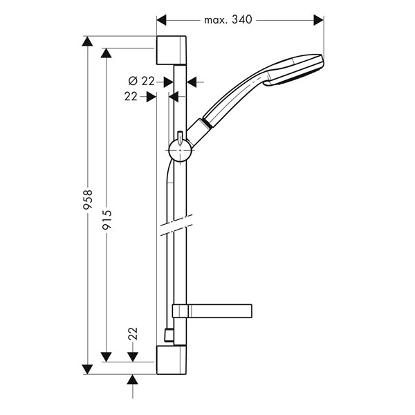 Hansgrohe Brausenset Croma 100 Vario EcoSmart/ Unica'C 900mm chr.m.Cassetta Seifensch.