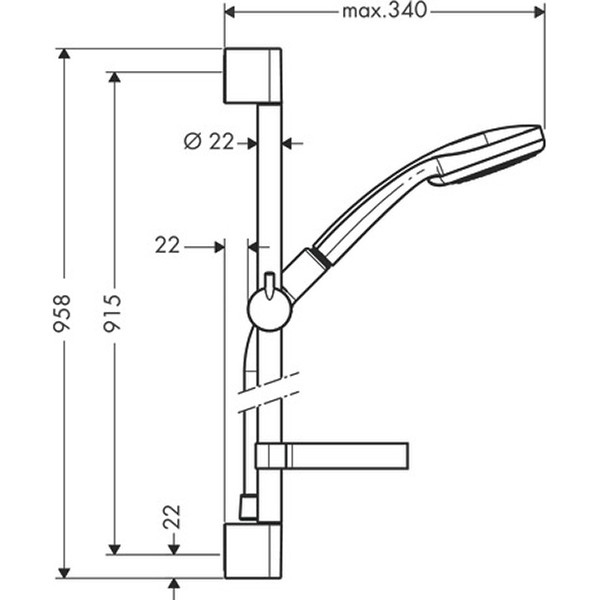 Hansgrohe Brausenset Croma 100 Vario EcoSmart/ Unica'C 900mm chr.m.Cassetta Seifensch.