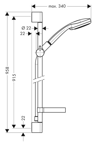 Hansgrohe Brausenset Croma 100 Vario EcoSmart/ Unica'C 900mm chr.m.Cassetta Seifensch.