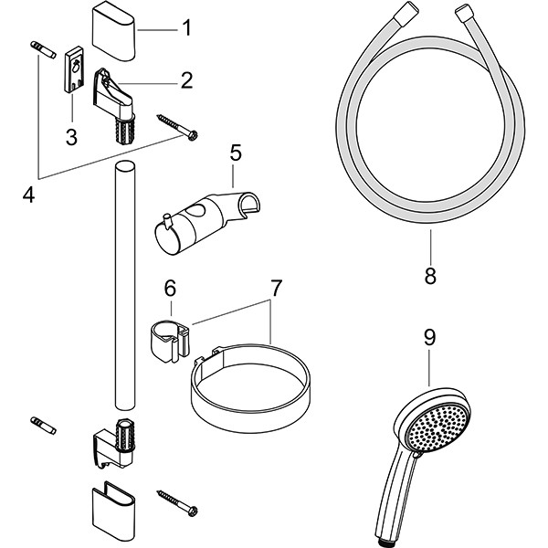 Hansgrohe Brausenset Croma 100 Vario/Unica'C 650mm chrom 9,4 l/min m.Cassetta