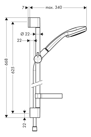 Hansgrohe Brausenset Croma 100 Vario/Unica'C 650mm chrom 9,4 l/min m.Cassetta