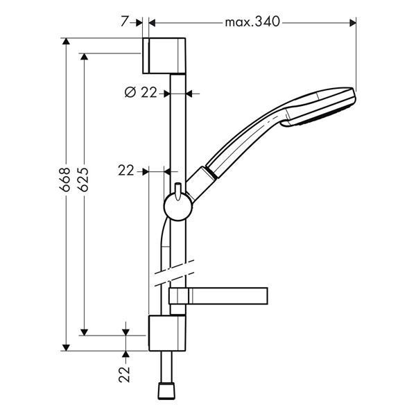 Hansgrohe Brausenset Croma 100 Vario/Unica'C 650mm chrom mit Cassetta Seifenschale