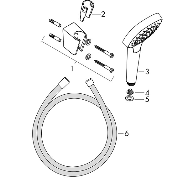 Hansgrohe Brausenset Croma Select E 1jet/Porter weiss/chrom Brauseschlauch 1600mm