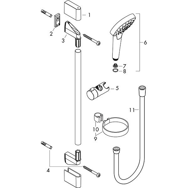 Hansgrohe Brausenset Croma Select S Vario/ Unica 650mm weiss/chrom mit Seifenschale
