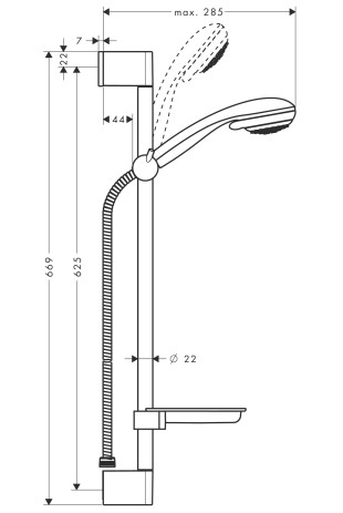 Hansgrohe Brausenset Crometta 85 Vario/ Unica'Crometta 650mm ch. m. Cassetta'S
