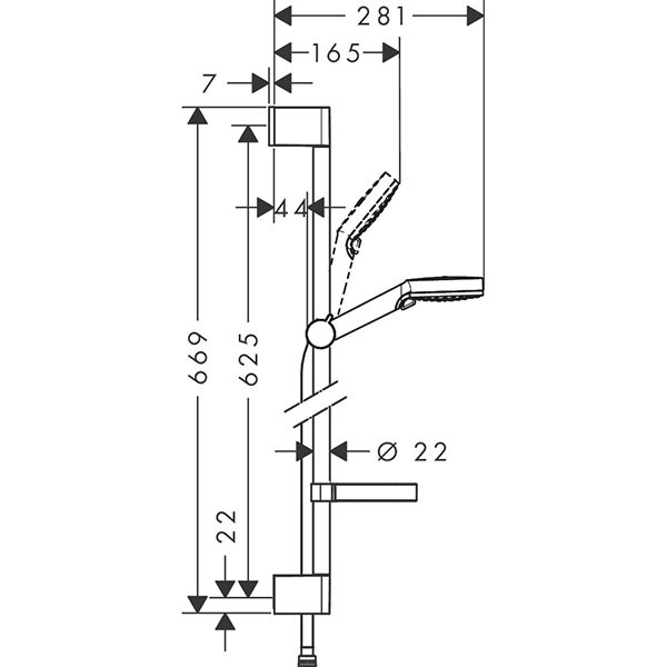 Hansgrohe Brausenset Crometta Vario/Unica 650mm weiss/chrom mit Cassetta