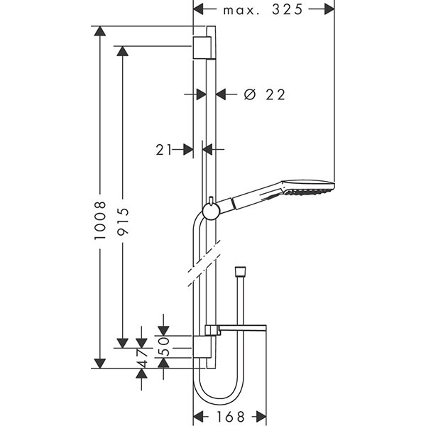 Hansgrohe Brausenset Raindance Select E 120 Unica'S Puro 900mm weiss/chrom