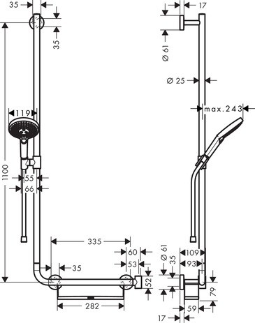 Hansgrohe Brausenset Raindance Select S 120 EcoSmart Unica Comfort 1100mm L chrom