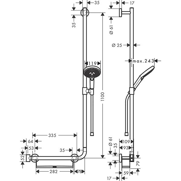 Hansgrohe Brausenset Raindance Select S 120 Unica Comfort 1100mm R chrom