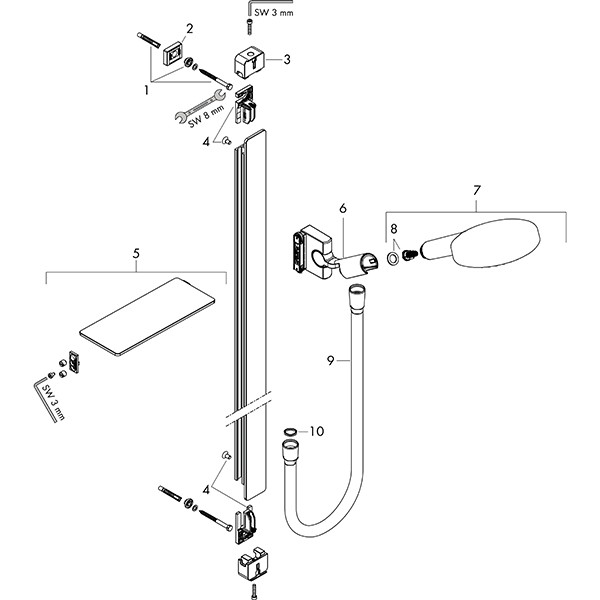 Hansgrohe Brausenset Raindance Select S 120 Unica'E 900mm weiss/chrom