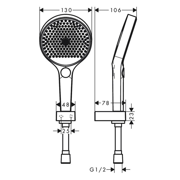 HG Brausenset Rainfinity 130 3jet Porter mattweiss mit 1250mm Brauseschlauch