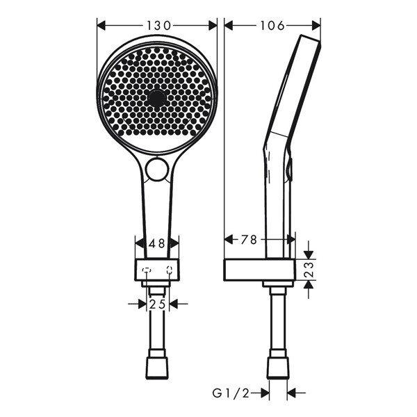 HG Brausenset Rainfinity 130 3jet Porter mattweiss mit 1600mm Brauseschlauch