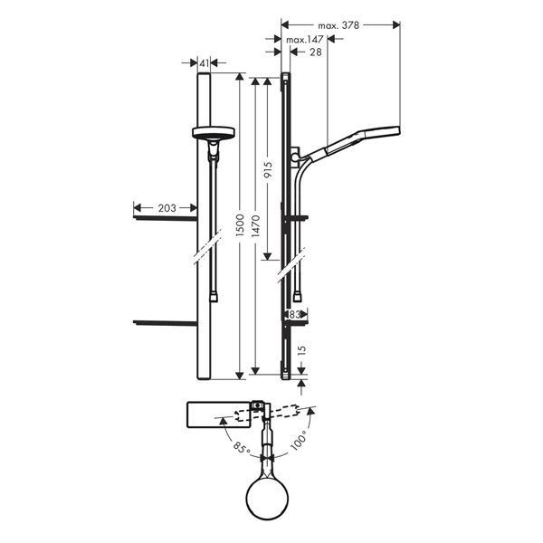 HG Brausenset Rainfinity 130 3jet Unica E 1500mm chrom mit Seifenschale