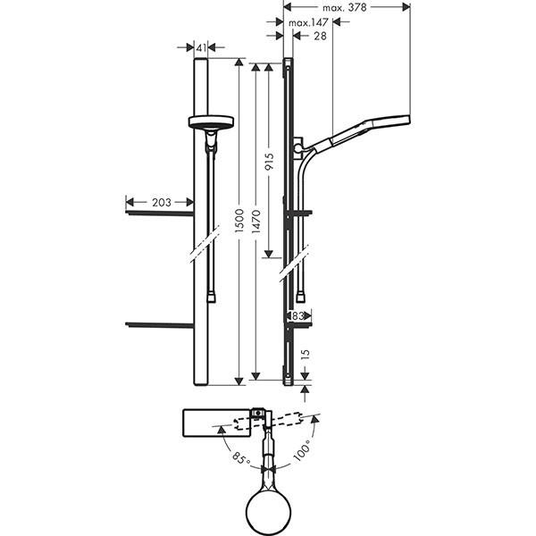 Hansgrohe Brausenset Rainfinity 130 3jet Unica E 1500mm chrom mit Seifenschale