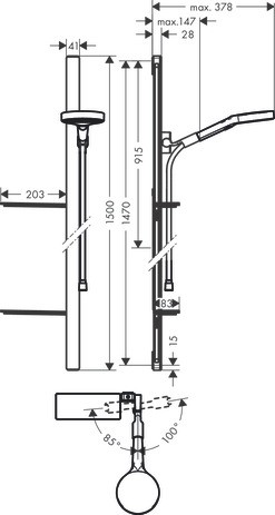 Hansgrohe Brausenset Rainfinity 130 3jet Unica E 1500mm chrom mit Seifenschale