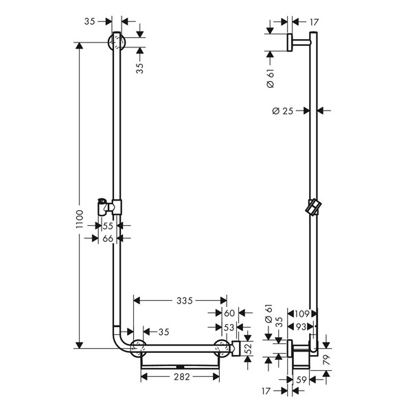 HG Brausenstange Unica Comfort 1100mm L weiss/chrom