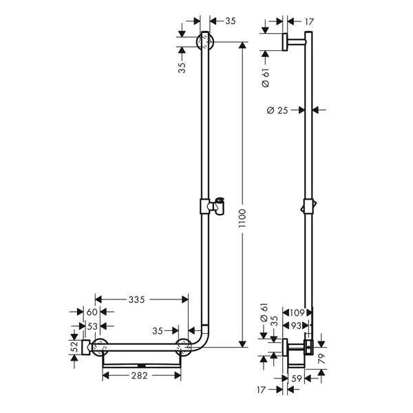 HG Brausenstange Unica Comfort 1100mm R weiss/chrom