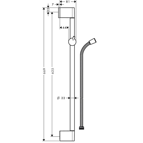 Hansgrohe Brausenstange Unica'Crometta 650mm chrom mit Metaflex 1600mm