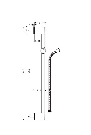 Hansgrohe Brausenstange Unica'Crometta 650mm chrom mit Metaflex 1600mm