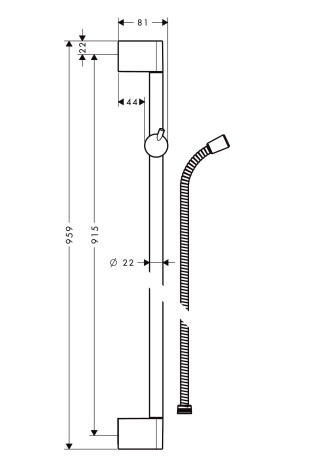 Hansgrohe Brausenstange Unica'Crometta 900mm chrom mit Metaflex 1600mm