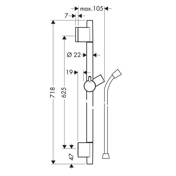 Hansgrohe Brausenstange Unica'S Puro 650mm chrom