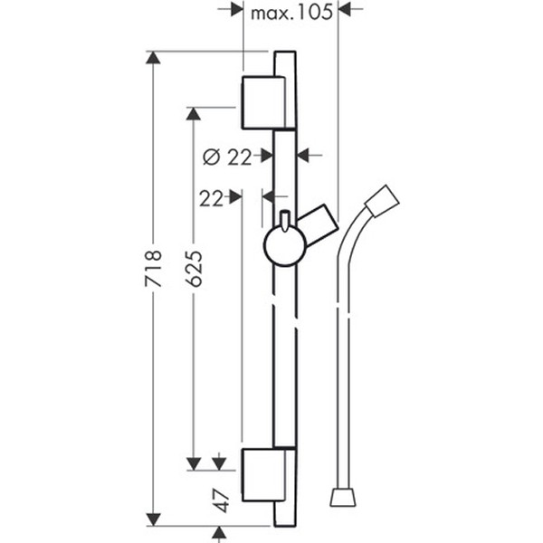 Hansgrohe Brausenstange Unica'S Puro 650mm polished gold 