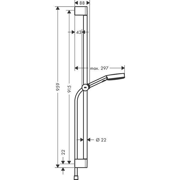 Hansgrohe Brauseset Pulsify 105 3jet Relaxation mit Brausestange 900mm mattschwarz