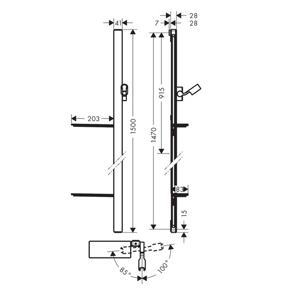 HG Brausestange Unica'E 1500mm chrom  