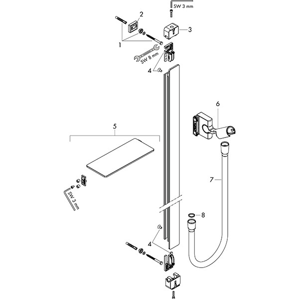 Hansgrohe Brausestange Unica'E 900mm weiss/chrom