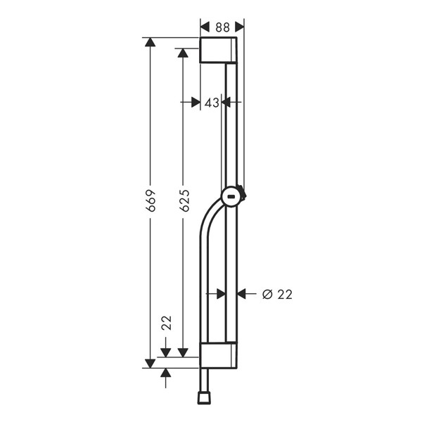 HG Brausestange Unica/Pulsify 650mm mit Push Schieber und Brauseschlauch chrom