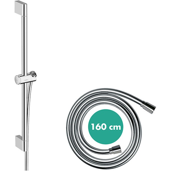 Hansgrohe Brausestange Unica/Pulsify 650mm mit Push Schieber und Brauseschlauch chrom