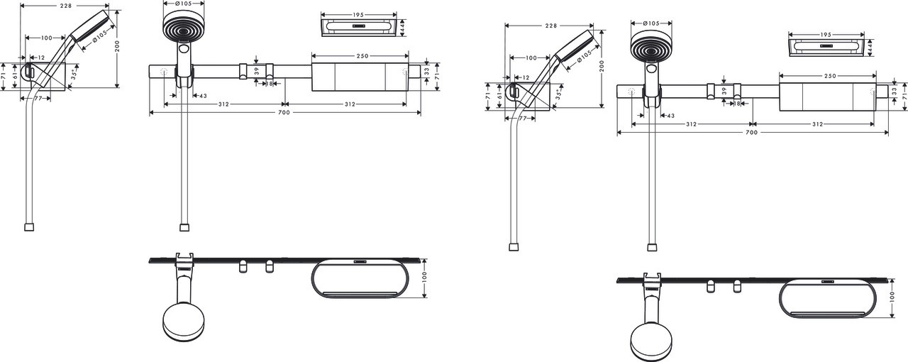 Hansgrohe Bundle WallStoris 105 3jetEco U'Pl 700 mattschwarz