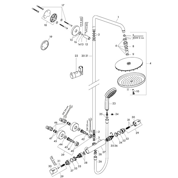 Hansgrohe Croma Showerpipe 220 1jet mit Thermostat, chrom 27185000
