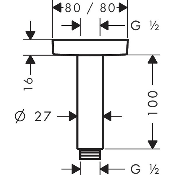 Hansgrohe Decken-Anschlussstück E DN15 100mm chrom