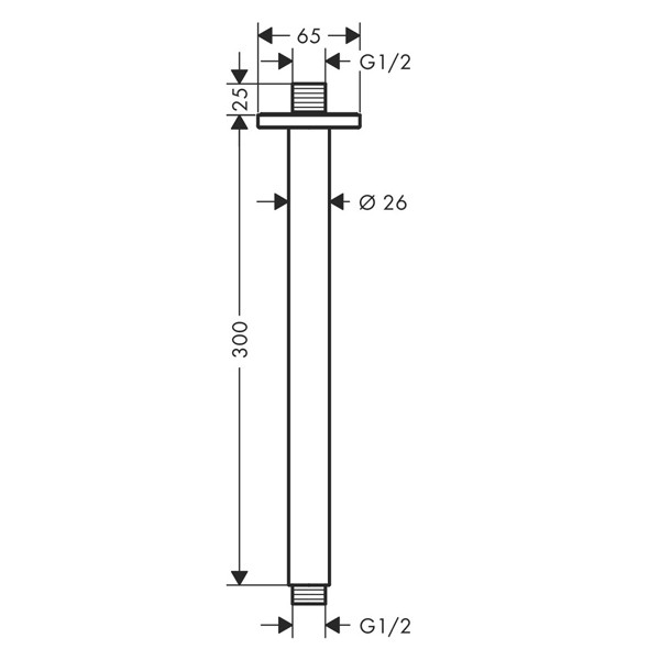 HG Decken-Anschlussstück Vernis Shape DN15 300mm chrom