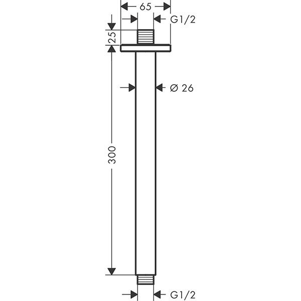 Hansgrohe Decken-Anschlussstück Vernis Shape DN15 300mm mattschwarz