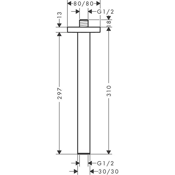 Hansgrohe Deckenanschluss E 30 cm Mattweiß
