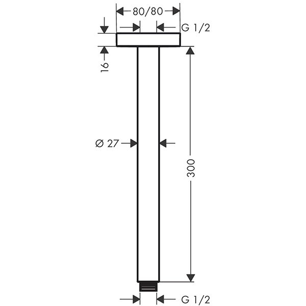 Hansgrohe Deckenanschluss E DN15 300mm chrom  