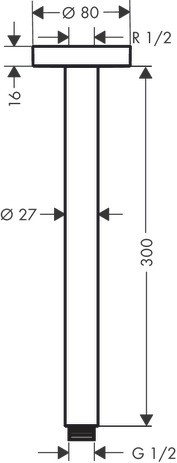 Hansgrohe Deckenanschluss S DN15 300mm brushed bronze 