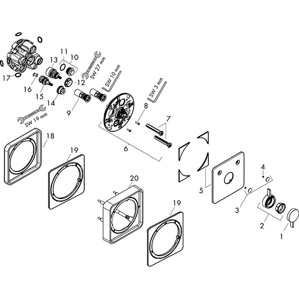 Hansgrohe DuoTurn Q Mischer Unterputz für 2 Verbraucher Mattschwarz