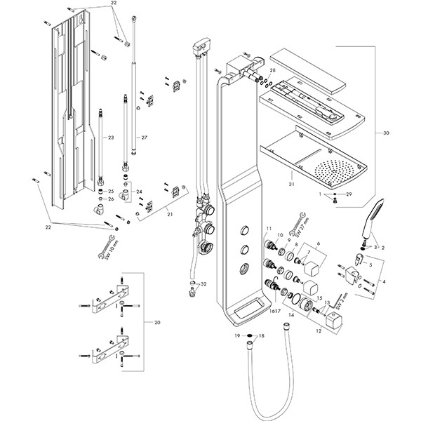 Hansgrohe Duschpaneel Lift Raindance weiss Armaturen chrom