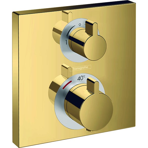 Hansgrohe Ecostat Square Thermostat, Unterputz, 2 Verbraucher, polished gold optic 