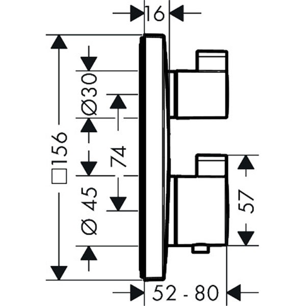 Hansgrohe Ecostat Square Thermostat, Unterputz, Fertigset, 2 Verbraucher, bronze gebürstet