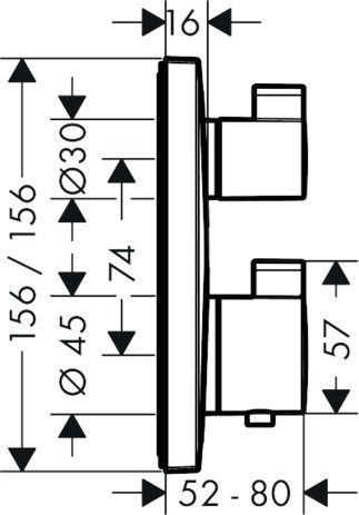 Hansgrohe Ecostat Square Thermostat, Unterputz, Fertigset, 2 Verbraucher, bronze gebürstet