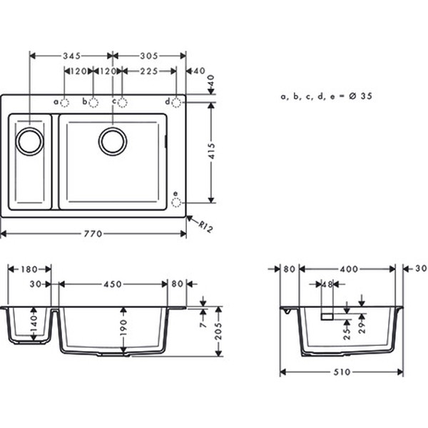 Hansgrohe Einbauspüle 180x450 S510-F635 GS