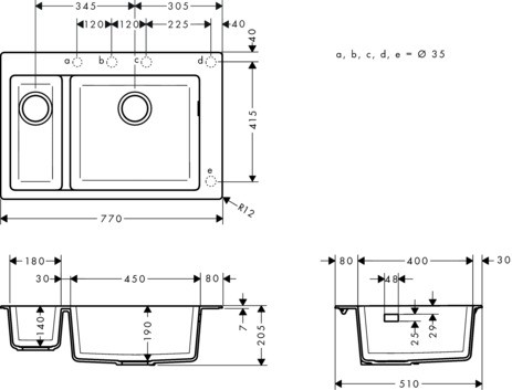 Hansgrohe Einbauspüle 180x450 S510-F635 SG