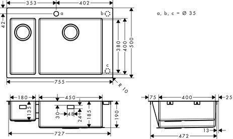 Hansgrohe Einbauspüle 180x450 S711-F655